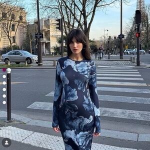 Reformation Blue and Black Maxi Dress